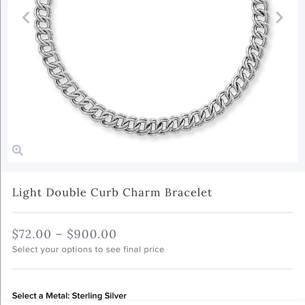 James Avery Light double curb charm bracelet